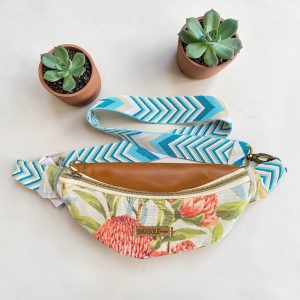 Protea & Leather Crossbody Bum Bag